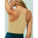 Women's Sports Bra Seamless Long Cropped Tank Top- Natural Yellow