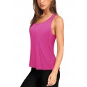 Women's Cotton Racer Loose Round Neck Sleeveless -Neon Rose Red