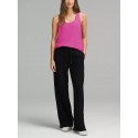 Women's Cotton Racer Loose Round Neck Sleeveless -Neon Rose Red