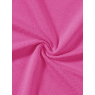 Women's Cotton Racer Loose Round Neck Sleeveless -Neon Rose Red