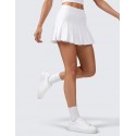 Women's Cute Pleated Skirt High Waist Athletic Fitness Skate Skirt - White