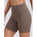 Women's Cycling Yoga Shorts with Pockets - Brown