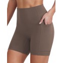 Women's Cycling Yoga Shorts with Pockets - Brown