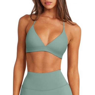 Women's Double Layer Crisscross Sports Bra - Mint Green