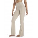 Women's Fitness Flared Tummy Control Yoga Pants - Beige