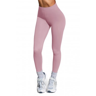 Women's High Waist Double Stitched Soft Compression Yoga Pants - Pink
