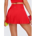 Women's High Waist Pleated Casual Lined Sports Skirt - Red