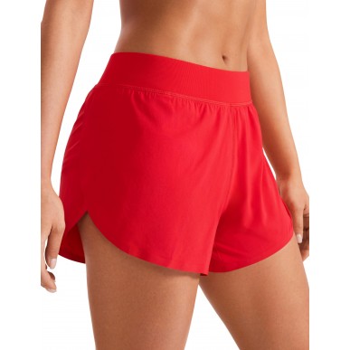 Women's Mid-Rise Dolphin Sports Shorts - Red