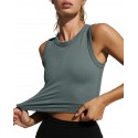 Women's Molded Cup Seamless Workout Top Racerback - Grey Green