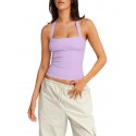 Women's Sexy Halter Sports Backless Padded Bra - Purple