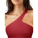 Women's Sexy One Shoulder Sleeveless Fitness Sports Bra - Red