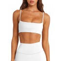 Women's Sexy Square Neck Wireless Sports Top Bra - White