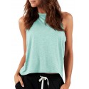 Women's Short Sleeveless Fitness Top Floating Sports Shirt - Lake Blue