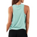 Women's Short Sleeveless Fitness Top Floating Sports Shirt - Lake Blue