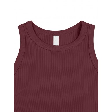 Women's Short Sleeveless Fitness Top Halter Neck - Brown