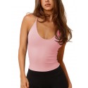 Women's Sleeveless Backless Sports Fitness Yoga Tank Top - Pink
