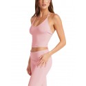 Women's Sleeveless Backless Sports Fitness Yoga Tank Top - Pink