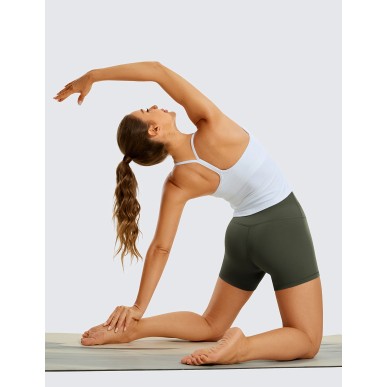 Women's Sports Cycling Shorts High Waist Hip Fitness - Dark Green