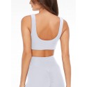 Women's V-Neck Longline Sports Wireless Yoga Bra - White