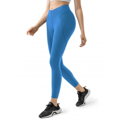Women's V-Shaped High Waist Fitness Abdomen Slimming Yoga Pants - Blue